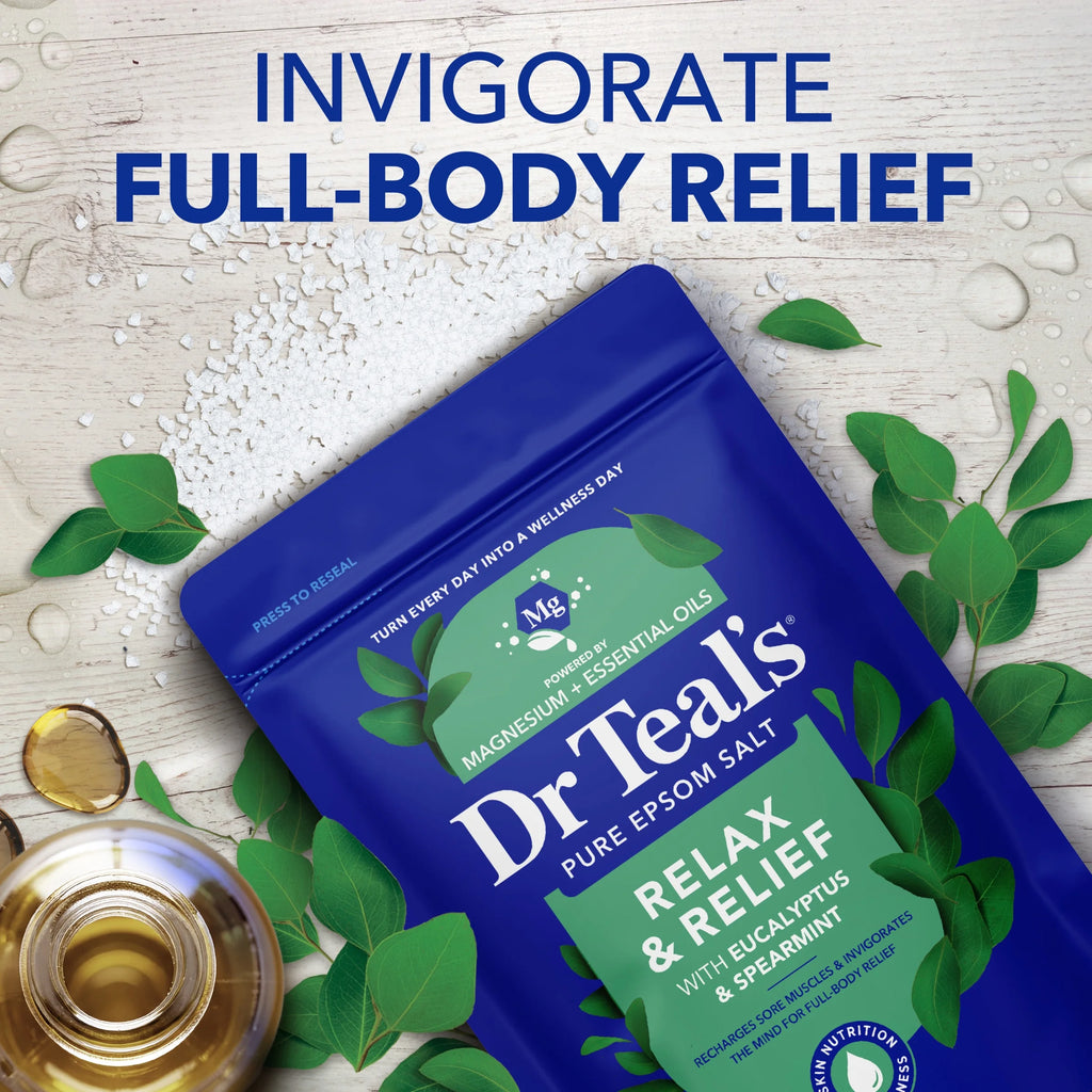 Epsom Salt Magnesium Soak, Relax & Relief with Eucalyptus & Spearmint, 3 Lbs