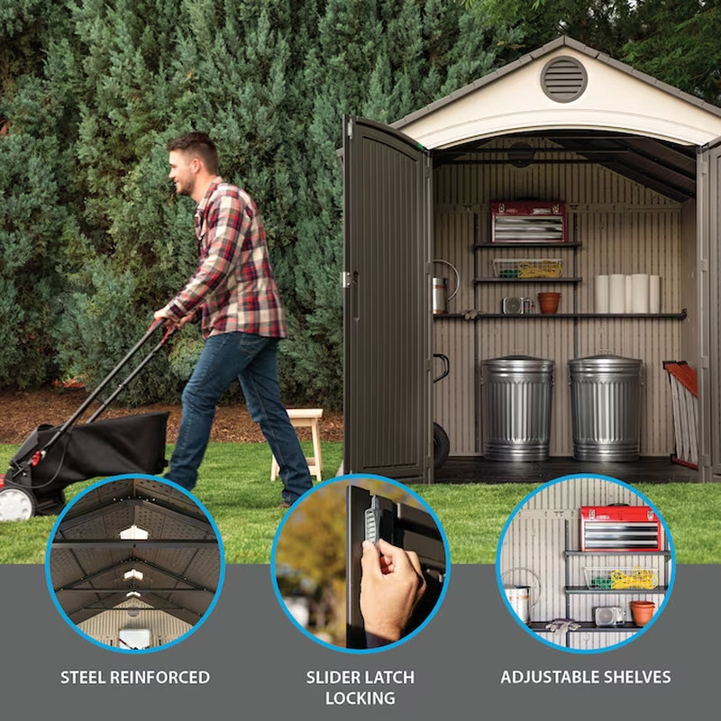 8-Ft X 12-Ft Brown Gable Roof Plastic Resin Storage Shed